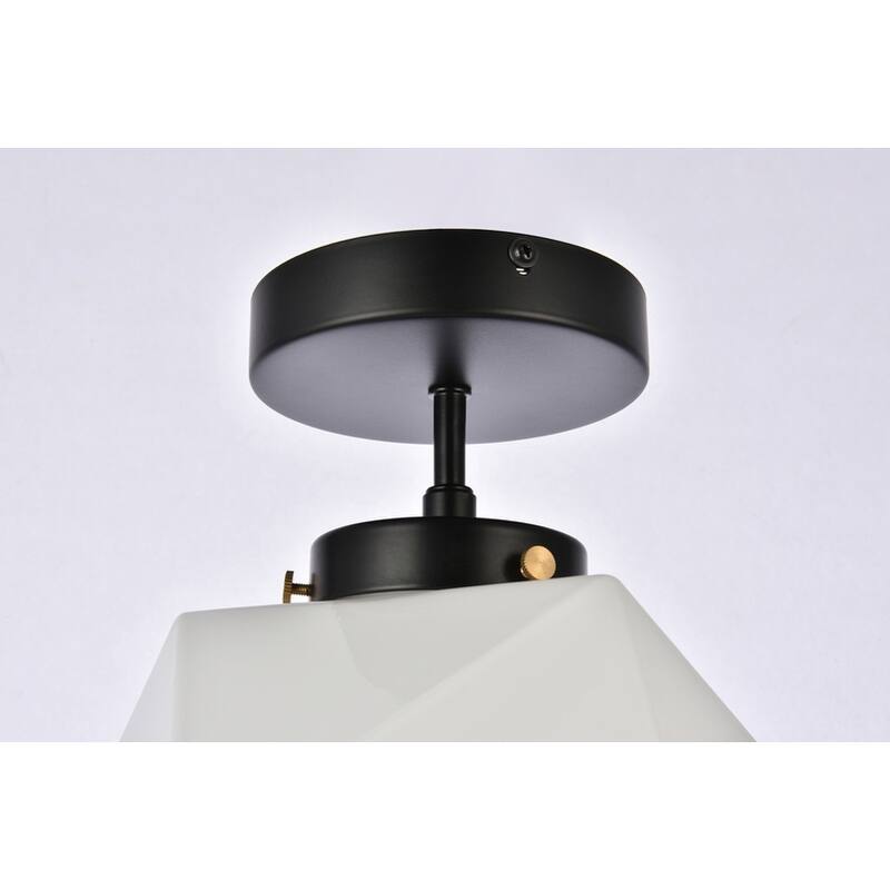 Lance 1 Light White Glass Flush Mount - 9.8 Inch