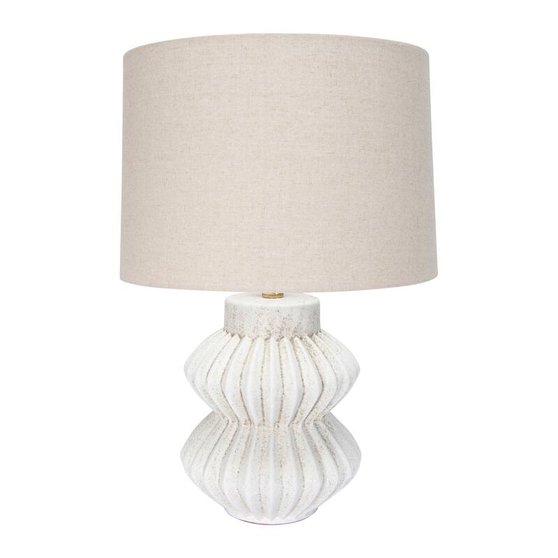 Fluted Terra-cotta Table Lamp with Linen Shade