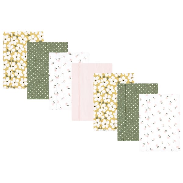 slide 1 of 1, Hudson Baby Infant Girl Flannel Burp Cloth 7pk, Sage Floral, One Size - Sage Floral 7 Pack - One Size One Size - Sage Floral 7 Pack