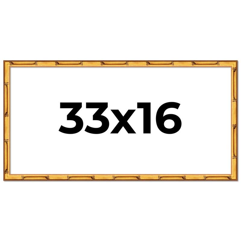 33x16 Frame Gold Bamboo Picture Frame Modern Photo Frame Includes UV Acrylic Shatter Guard Front Acid Free Foam Backing Board