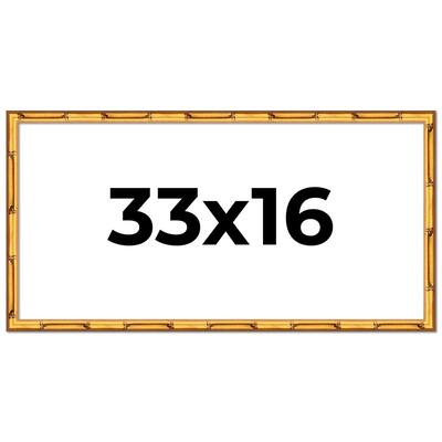 33x16 Frame Gold Bamboo Picture Frame Modern Photo Frame Includes UV Acrylic Shatter Guard Front Acid Free Foam Backing Board