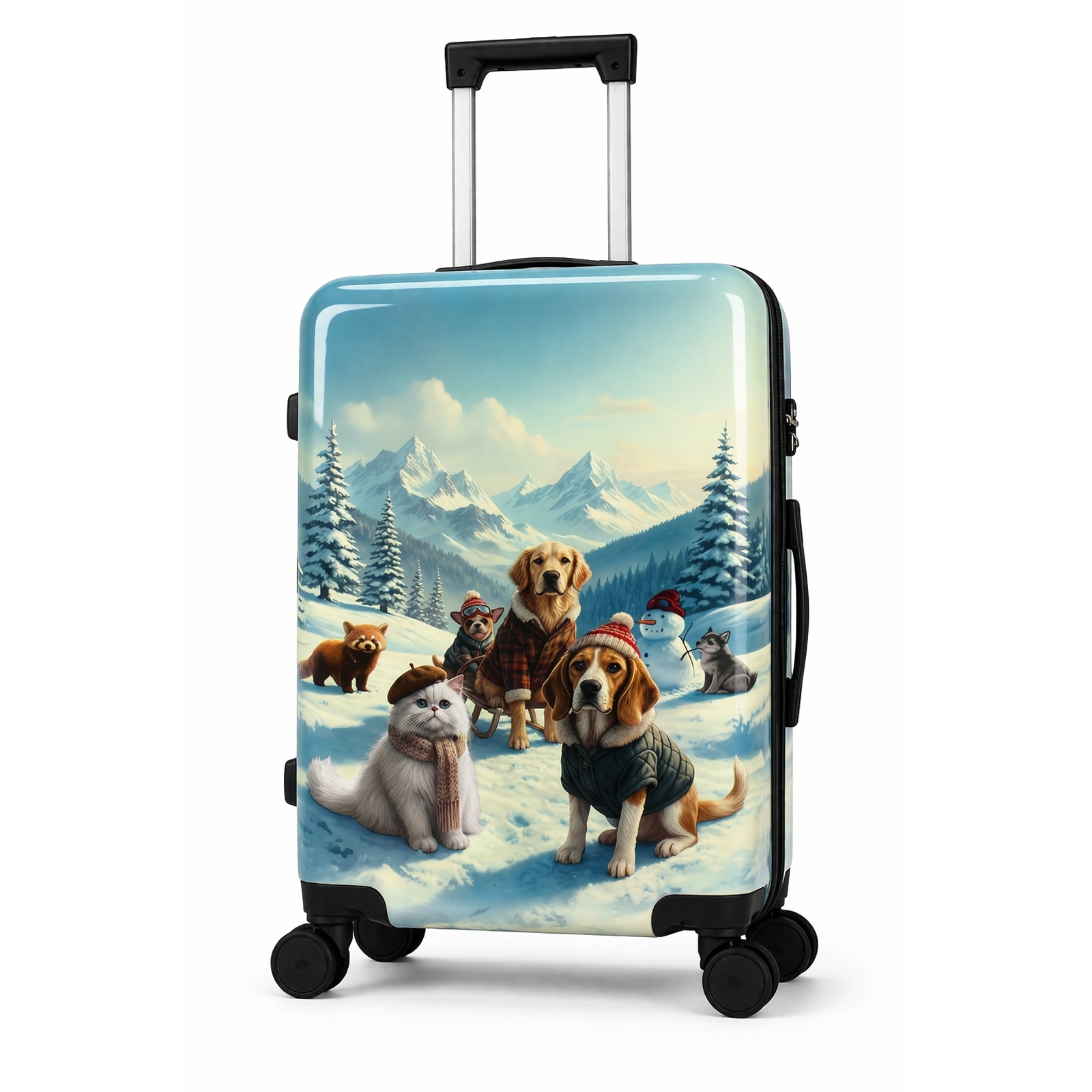 World Traveler Chariot Pet Lover 20-Inch Carry-On Hardside Expandable Spinner Luggage - Snow Paws