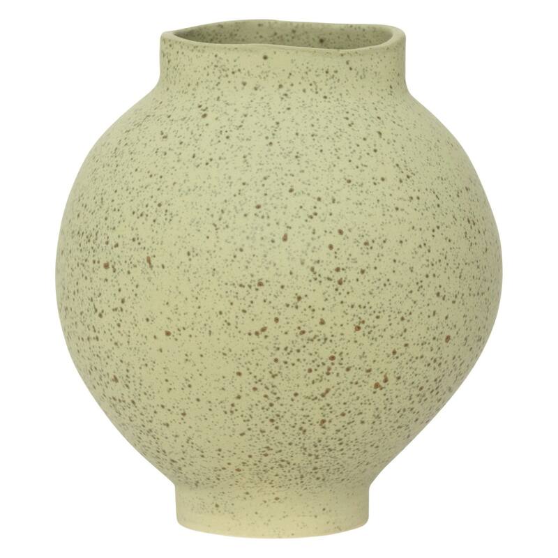 Speckled Round Ceramic Vase - 8.5" - Pale Green