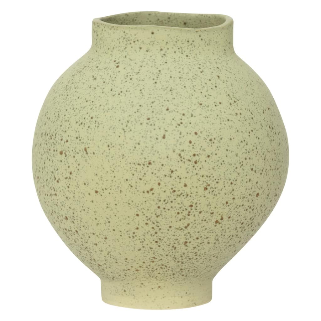 Speckled Round Ceramic Vase - 8.5" - Pale Green