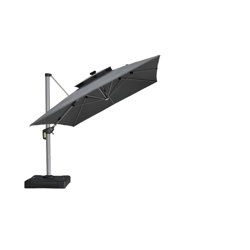 PURPLE LEAF 10/12 ft Square Sunbrella Patio Cantilever Umbrella with Base