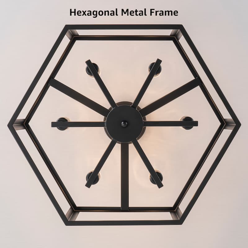 Starsky 6-light 19in Geometric Industrial Ceiling Light Unique Round Semi Flush Mount