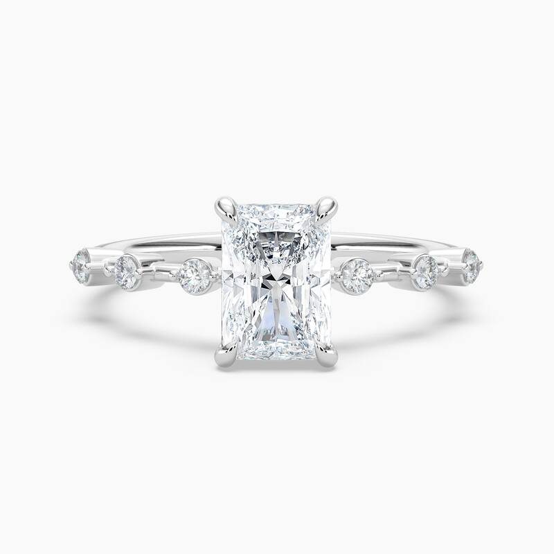 Auriya 14k Gold Radiant Lab Grown Diamond Station Hidden Halo Engagement Ring 1.00 to 5.00 ct. tw. (F-G, VS) - 5 - 1.75 carats - White
