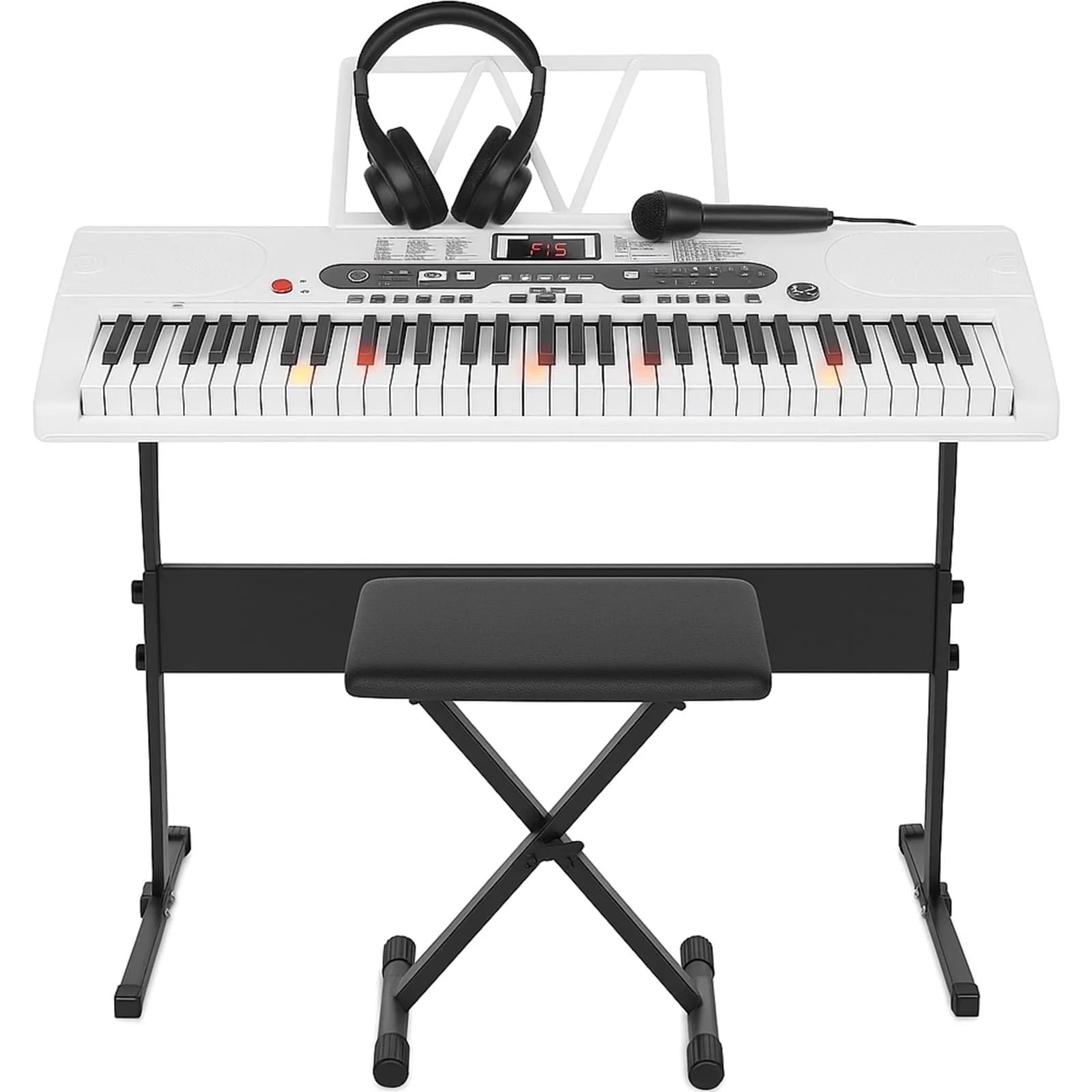 61 Key Electric Keyboard Piano with Lighted Keys and Teaching Modes