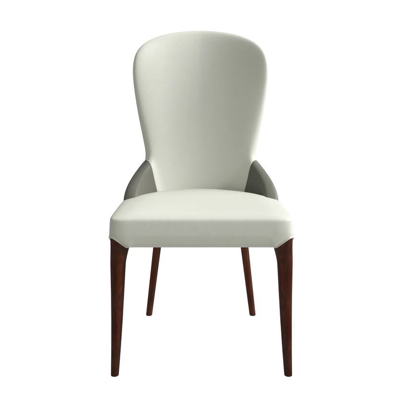 Havana Leather Upholstered Solid Wood Dining Chair Two-Tone Color Design Set of 4