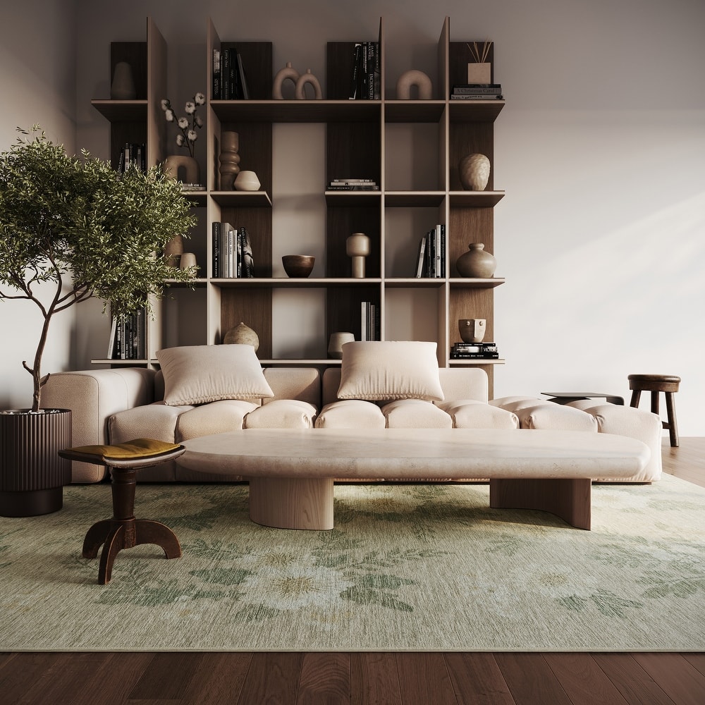 Nuloom Zanessa Floral Farmhouse Washable Area Rug