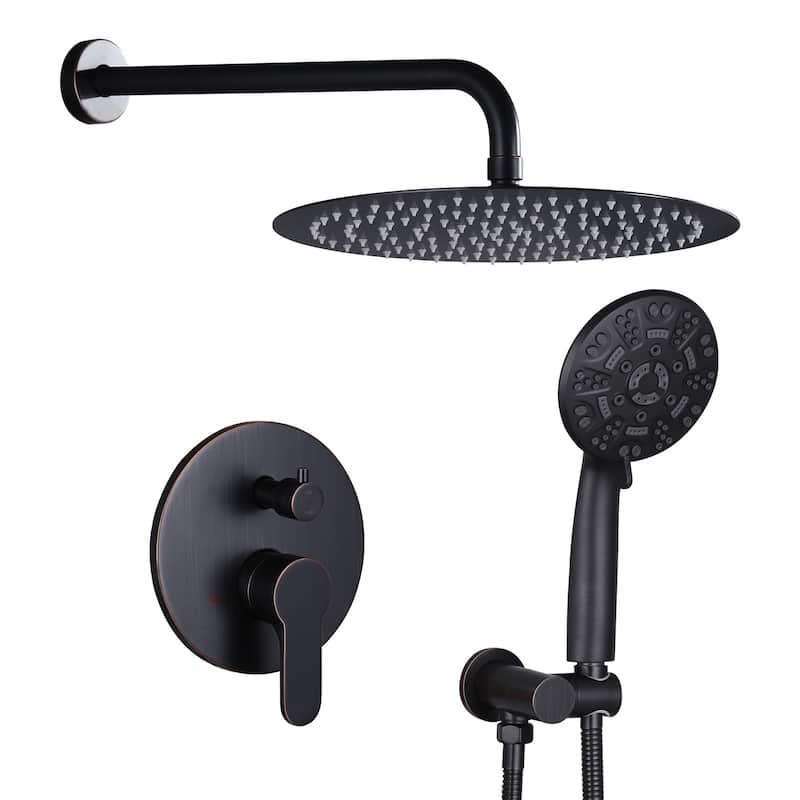 WOWOW Wall Mount 9-Spray Shower Faucet with Handshower - 12" - Oil Rubbed Bronze