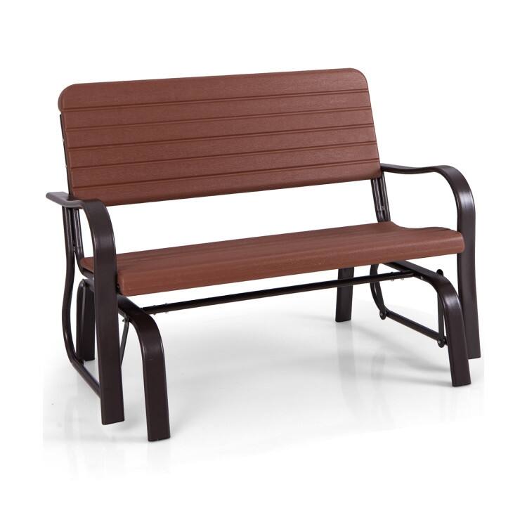 Outdoor Patio Steel Swing Bench Loveseat - 46.5" x 28.7" x 34.6" (L x W x H)