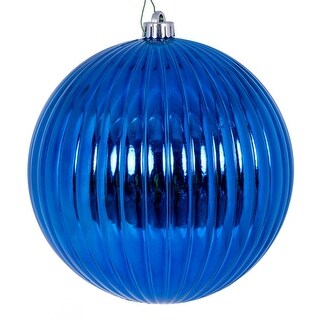 Vickerman 4 Teal Shiny Lined Mercury Ball Ornament, 6 per bag. - Bed