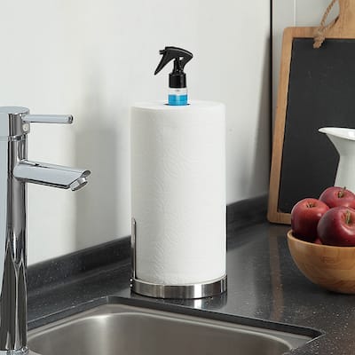 SunnyPoint Heavy Weighted Paper Towel Holder Stand Dispenser Built-in Spray Bottle