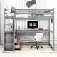 preview thumbnail 3 of 30, Full Size Loft Bed with Desk, Shelves, Drawers, and Ladder, Grey