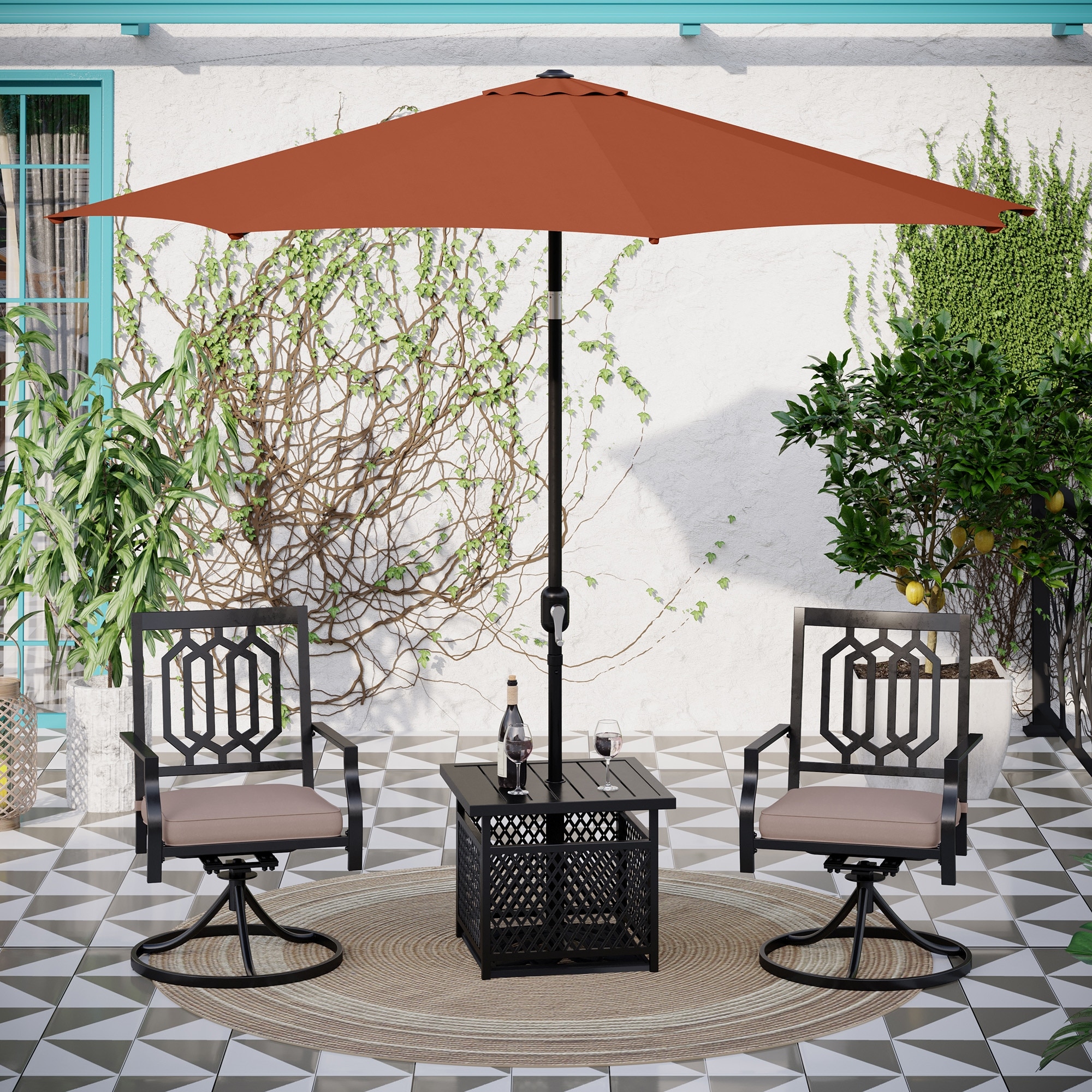 3 piece patio hotsell set with umbrella