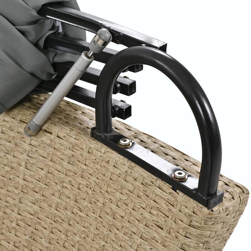 Outdoor Wicker Rattan Double Daybed with Retractable Canopy
