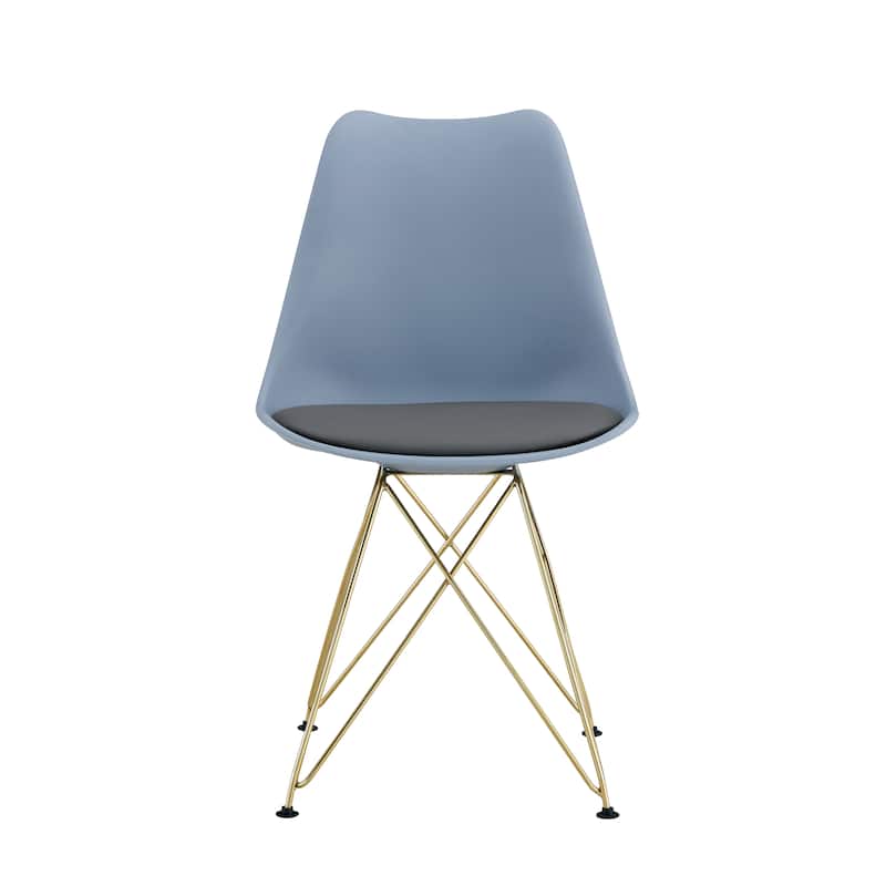 Modern Dining Chairs with Shell Lounge Plastic Seat and Golden Steel Legs Kitchen Chairs,Set of 4