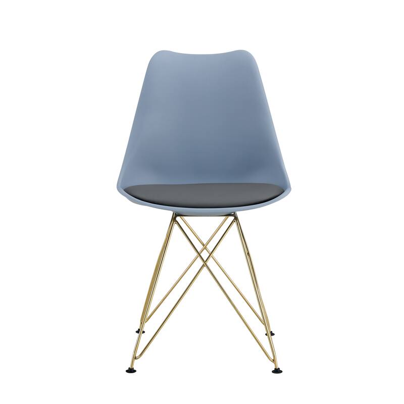 Modern Dining Chairs with Shell Lounge Plastic Seats and Gold Steel Legs, for Kitchen Living Room, Set of 4, Gray