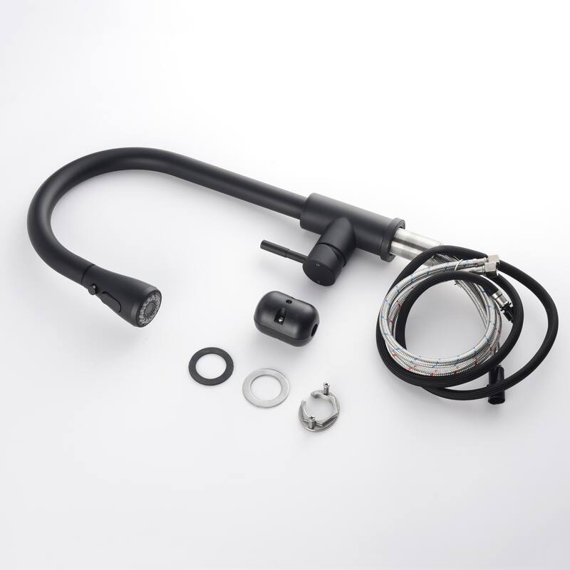 Black Kitchen Faucets w/Pull Down Sprayer Single Hole Kitchen Faucet