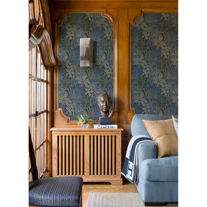 A-Street Prints Sumner Navy Woodland Botanical Wallpaper