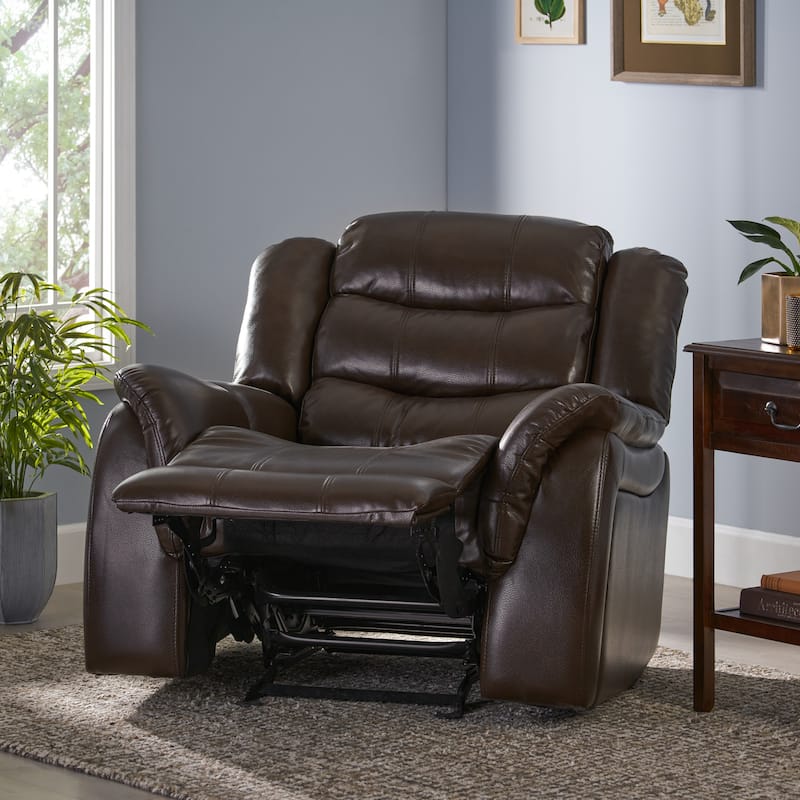 Classic Oversized Faux Leather Recliner, Spacious Upholstered Recliner Chair with Soft Cushion Home Theater Single Sofa Chair