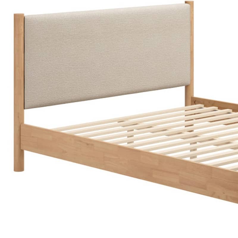 HomeRoots Beige Wood And Upholstery Queen Bed Frame