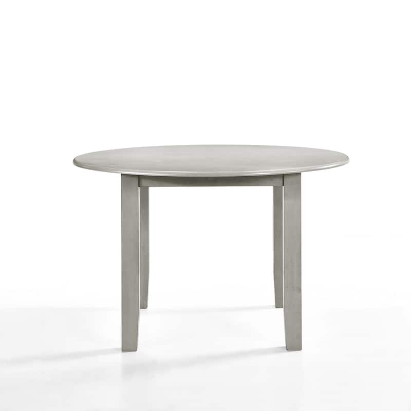 Pane 47 Inch Rounded Wood Dining Table, Smooth Gray Finish, Tall Block Legs