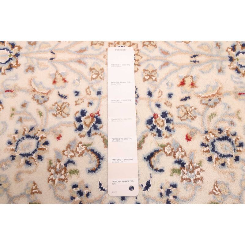 ECARPETGALLERY Hand-knotted Nain Cream Silk, Wool Rug - 2'8 x 16'3