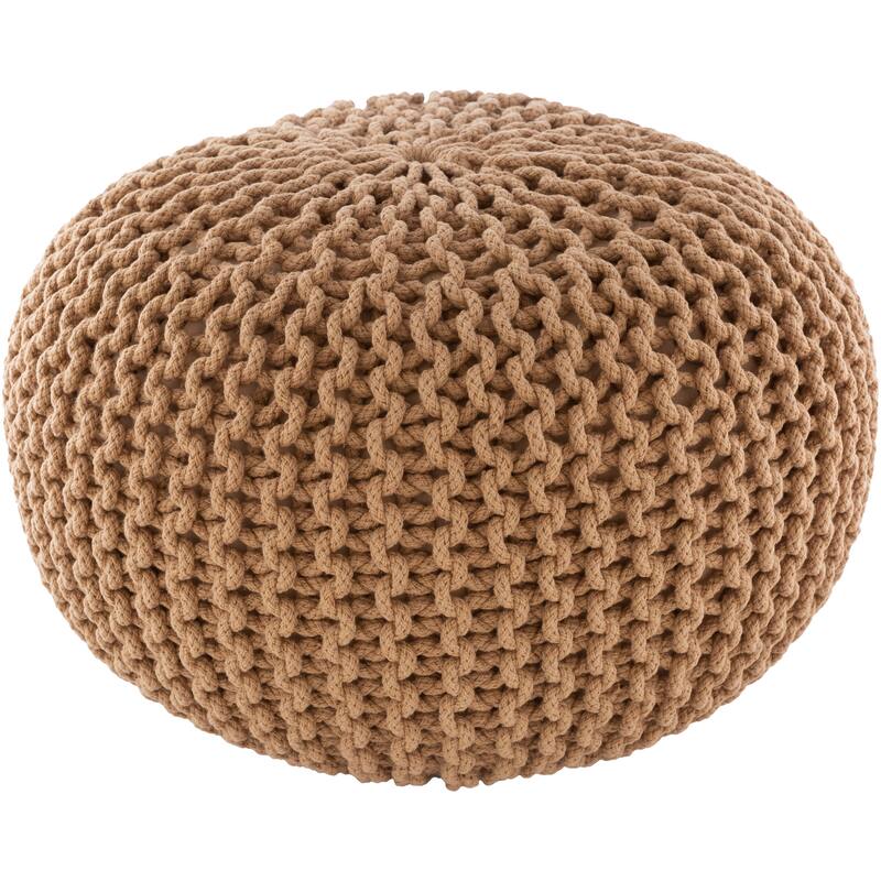 The Curated Nomad Baristo Round Cotton 20-inch Pouf - Camel
