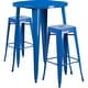 preview thumbnail 14 of 31, 30'' Round Metal Indoor-Outdoor Bar Table Set with 2 Square Seat Backless Stools - 30"W x 30"D x 41"H