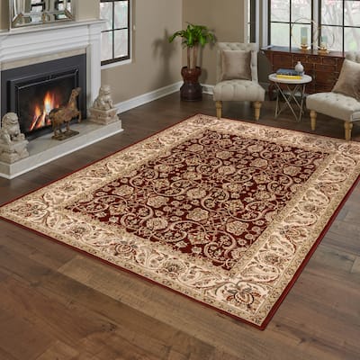 Gertmenian Majestic Croft Traditional Deep Red Floral Border Area Rug