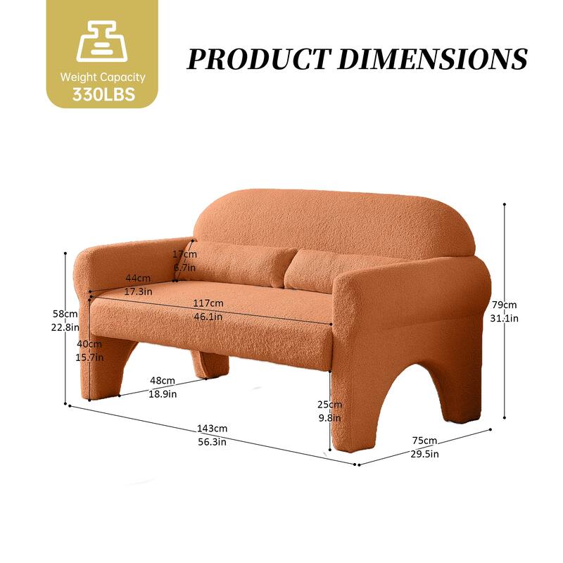Modern teddy fabric loveseat for Living room