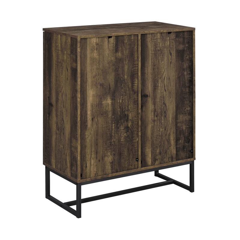 Akk 41 Inch 2 Door Accent Cabinet Console, Sled Legs, Chevron Wood Brown