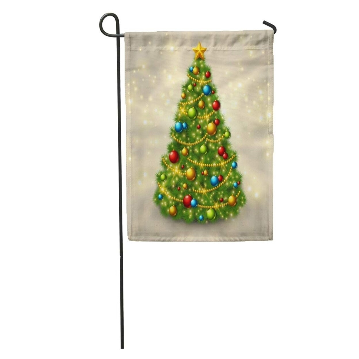 Shop Christmas Tree Colorful Baubles And Gold Star Top Glowing