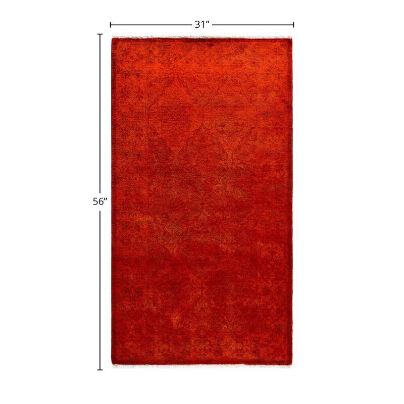 Contemporary Overdyed Wool Hand Knotted Runner - 2' 7" x 4' 8"