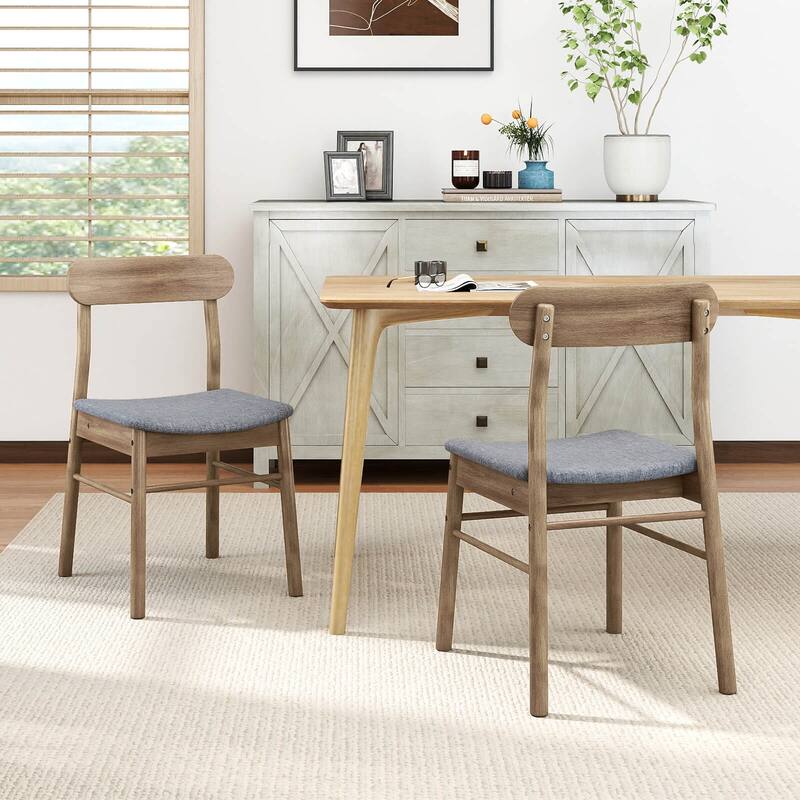 Costway 2/4 PCS Dining Chair Fabric Upholstered Kitchen Armless Chairs - See Details