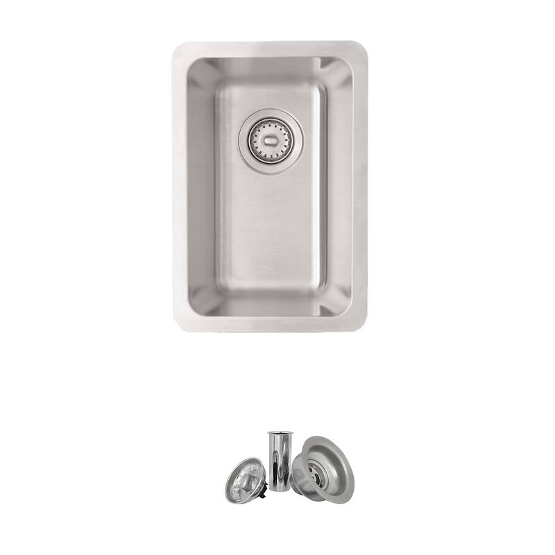 STYLISH 12 1/2 inches L x 18 inches W Dual-Mount Stainless Steel 18 Gauge Single Bowl Bar Sink - 12.5" x 18" x 7"