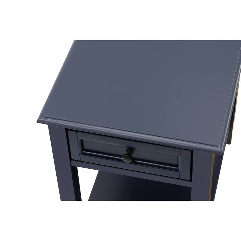 East West Furniture Denison Night Stand - Rectangle Modern End Table with a Drawer for Bedroom, 24x19 Inch, (Finish Options)