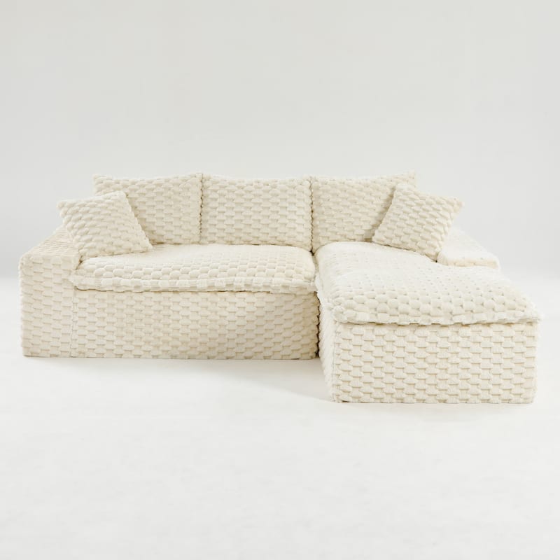 L-Shaped Sleeper Sectional Sofa Convertible Straight Sofa, Loveseat and Chaise Lounge Set for Living Room