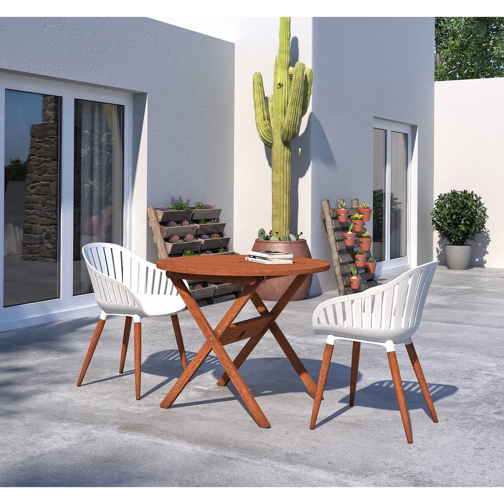 Amazonia 3pc Outdoor Patio Wood & Aluminum Bistro Set