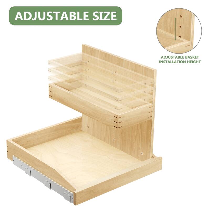 22.5-in W x 18.55-in H x 20.98-in D 2-Tier Cabinet Wood Pull-out Under-sink Organizer