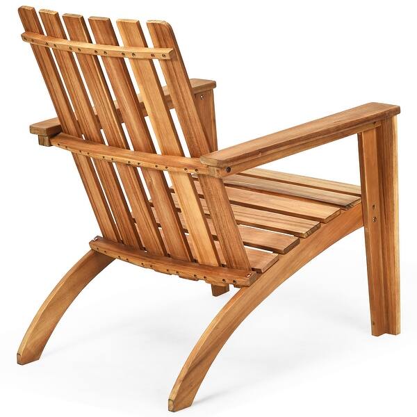 Shop Costway 2pcs Patio Acacia Wood Adirondack Chair Lounge Armchair Overstock 32207239