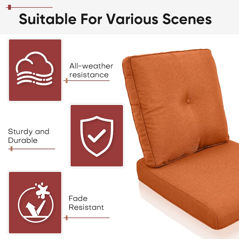 Gymojoy Pillow and Cushion Set Deep Seat Indoor/Outdoor - 25" x 22" x 4"