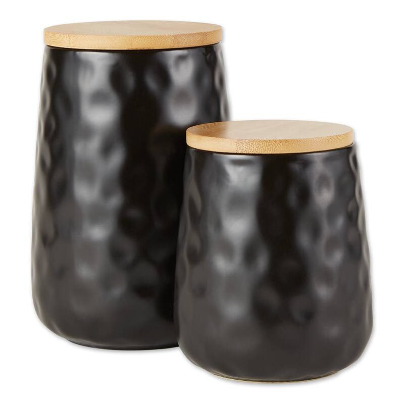 Matte Dimple Texture Ceramic Canister (Set of 2) - 3.25 Cup/5.75 Cup - Black