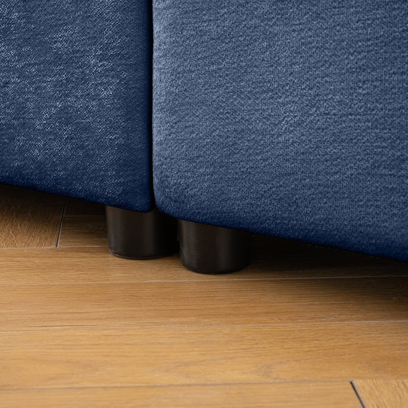109" U-Shaped 3-Seater Chenille Sofa with Ottoman and Hidden Storage(Cylindrical Backrest Design)