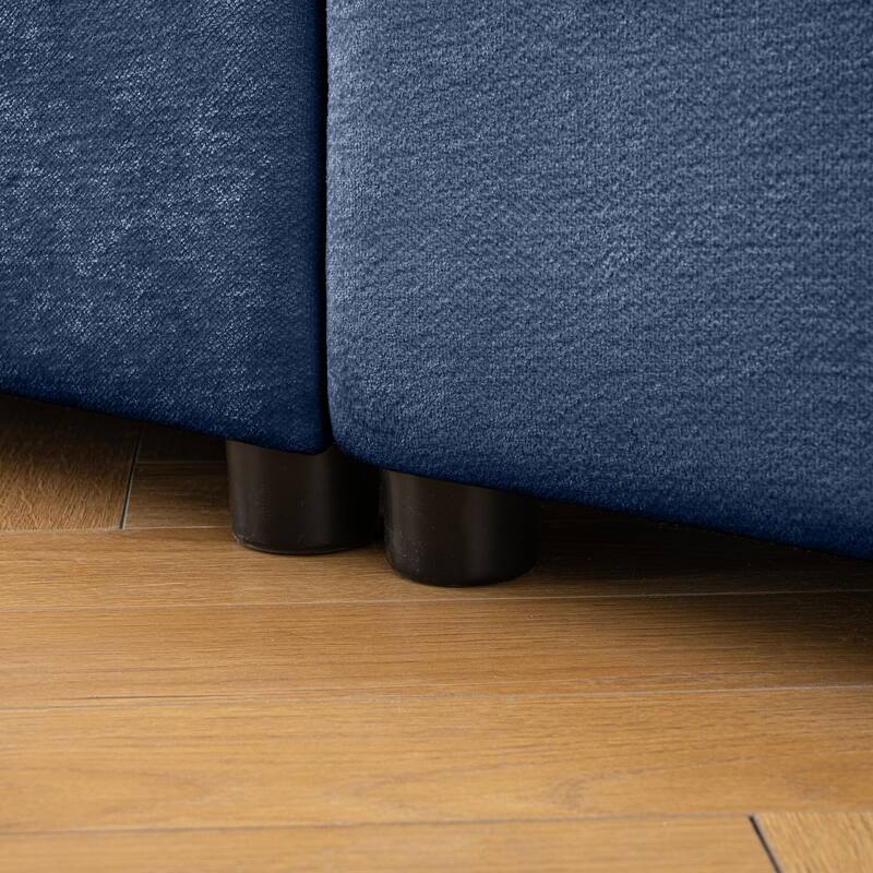 75.5" 2-Seater Chenille Sofa with Ottoman Storage, Cylindrical Backrest and Modular Design