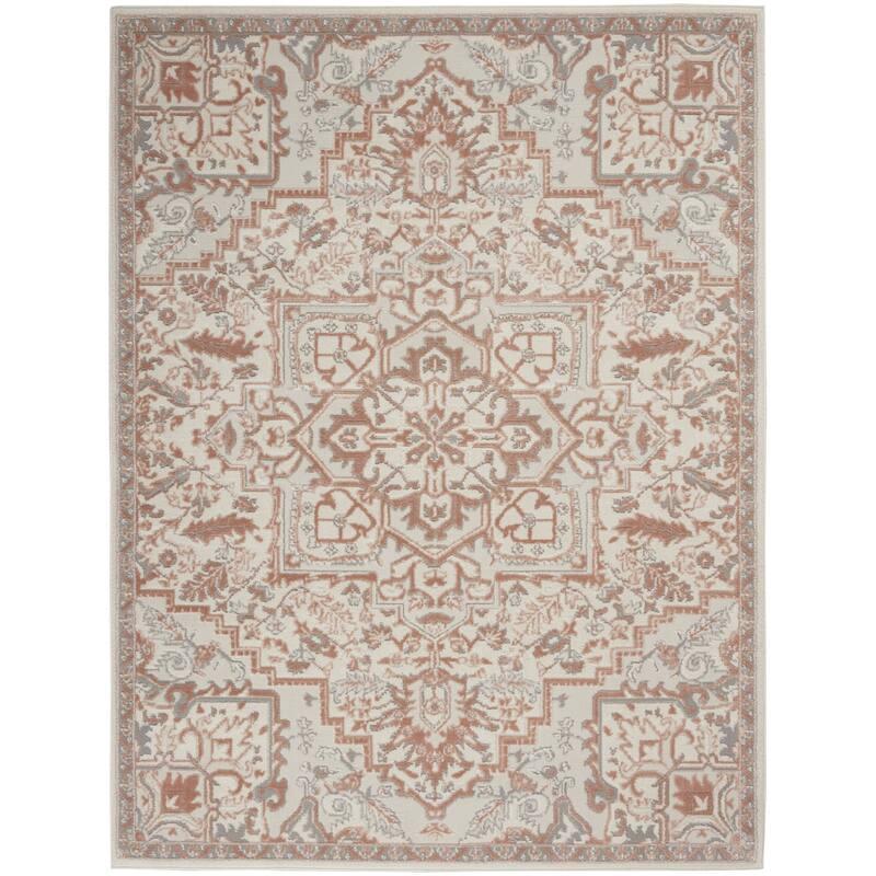 Kenu Power Loomed Floral Traditional Non Skid Low Pile Area Rug By HomeRoots - 87' X '63' X '0.25