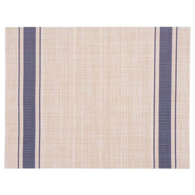KAF Home Set of 4 Farmhouse Stripe PVC Placemats, 20"x20"