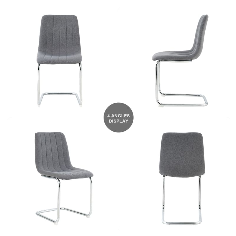 Modern Dining Chairs Set of 4, Bedroom Vanity Chair, Kitchen Breakfast Chairs, Upholstered Dining Chairs with Silver Metal Leg